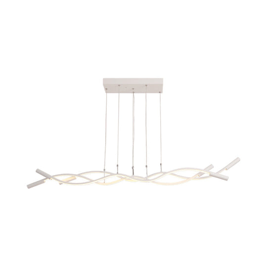 Modern White/Black Linear Chandelier With 3 Led Lights And Acrylic Fixture In White/Warm Light