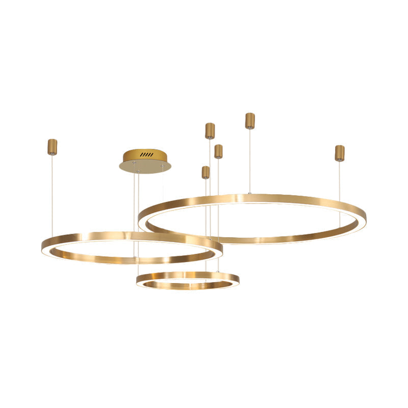 Modern Gold Led Chandelier With Sphere Metal Shade - 1/3 Lights White/Warm Light