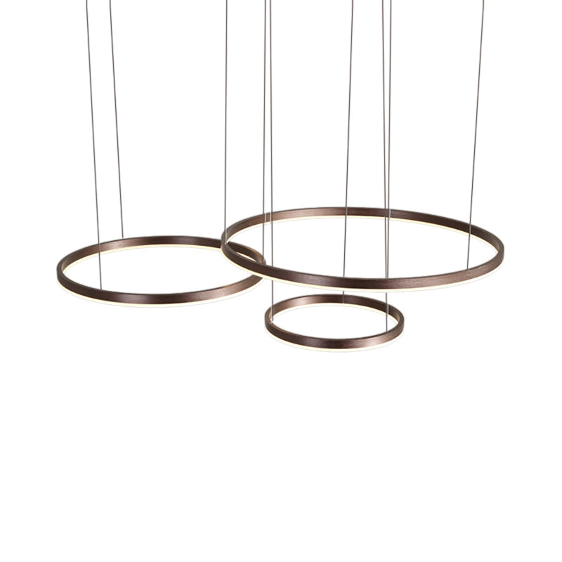 Modernist Coffee Chandelier: White/Warm Led Hanging Ceiling Light Fixture With 1/3/4 Lights Metal