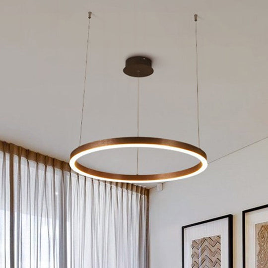 Modernist Coffee Chandelier: White/Warm Led Hanging Ceiling Light Fixture With 1/3/4 Lights Metal