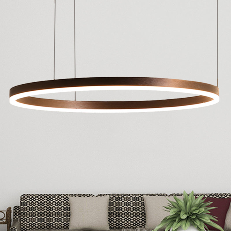 Modernist Coffee Chandelier: White/Warm Led Hanging Ceiling Light Fixture With 1/3/4 Lights Metal