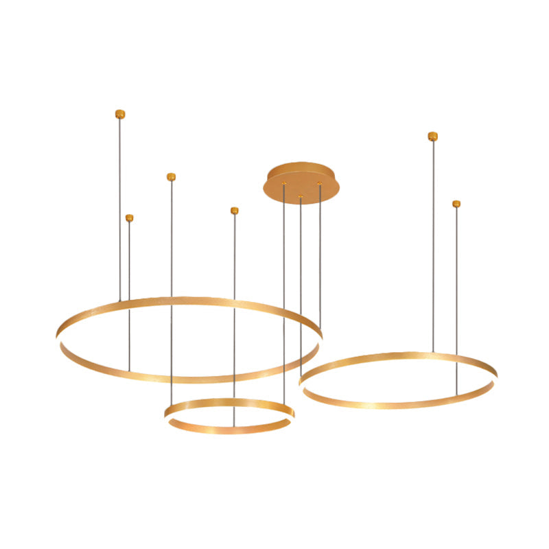 Modern Gold Ring Pendant Chandelier With Acrylic Led Lights - White Or Warm Light Available