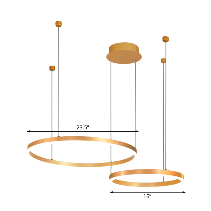 Modern Gold Ring Pendant Chandelier With Acrylic Led Lights - White Or Warm Light Available