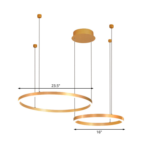 Modern Gold Ring Pendant Chandelier With Acrylic Led Lights - White Or Warm Light Available