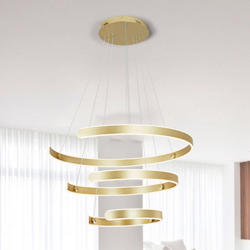 Modern Gold Led Dining Room Chandelier With Acrylic Shade - 1/2/3 Lights White/Warm Light