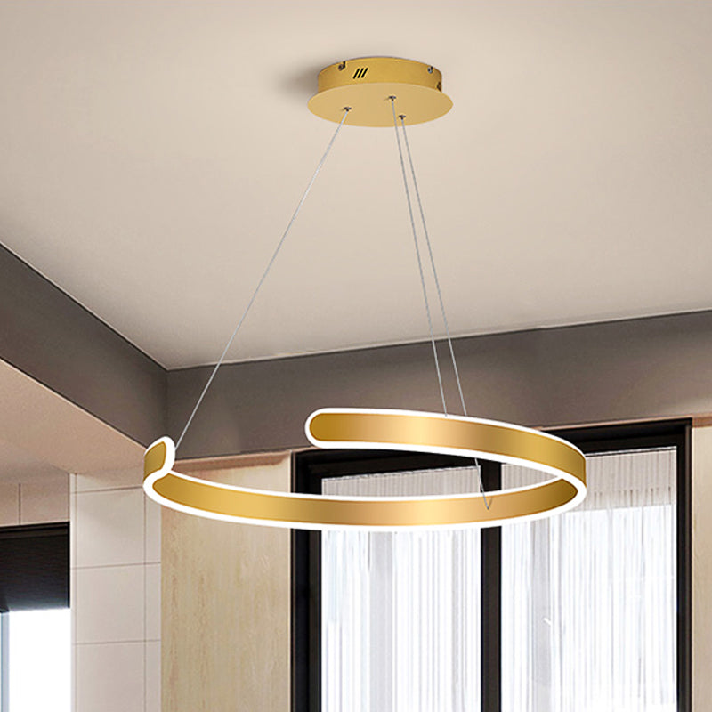 Modern Gold Led Dining Room Chandelier With Acrylic Shade - 1/2/3 Lights White/Warm Light 1 / Warm