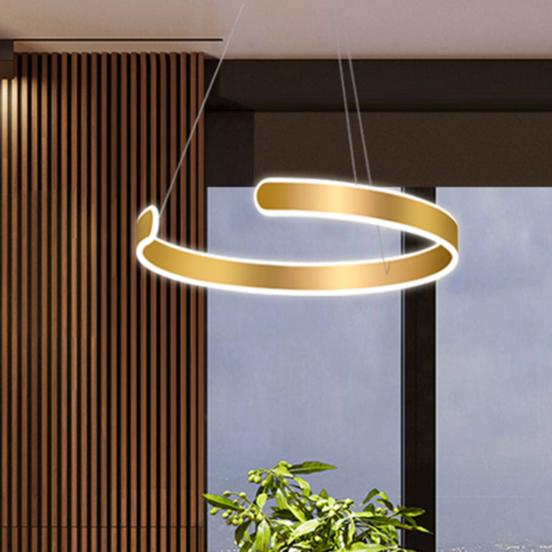 Modern Gold Led Dining Room Chandelier With Acrylic Shade - 1/2/3 Lights White/Warm Light