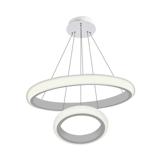 Modern White Doughnut Chandelier Lamp - 1/2/3 Lights Acrylic Led Ceiling Pendant Fixture In