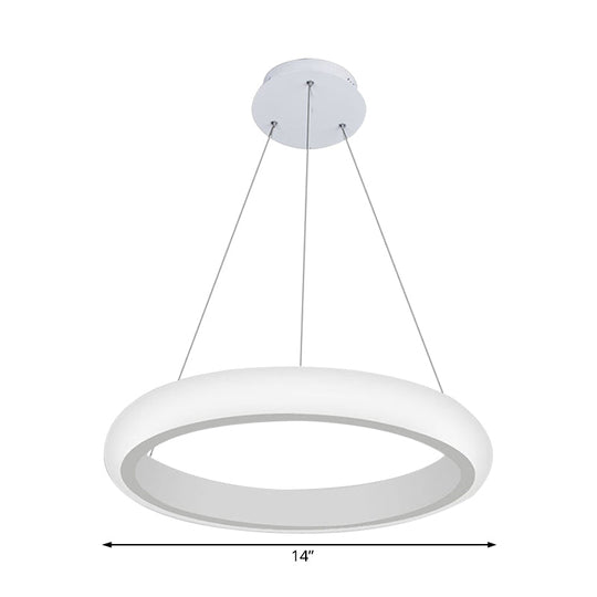 Modern White Doughnut Chandelier Lamp - 1/2/3 Lights Acrylic Led Ceiling Pendant Fixture In