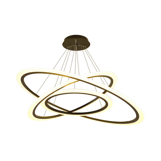 Contemporary Gold Led Ring Pendant Chandelier With Acrylic Lights In White/Warm Light