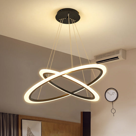 Contemporary Gold Led Ring Pendant Chandelier With Acrylic Lights In White/Warm Light