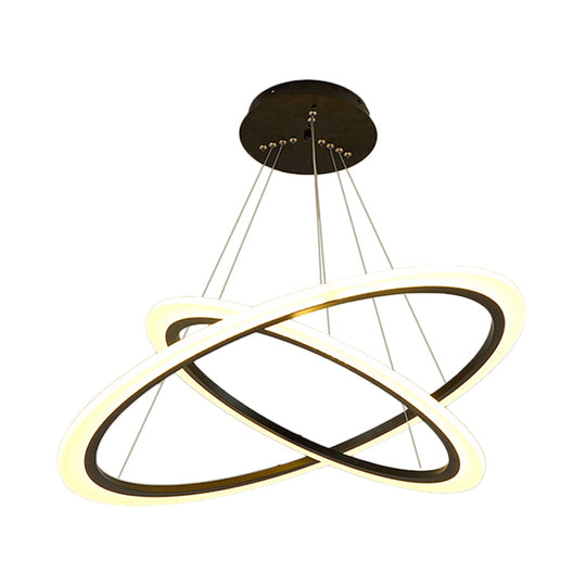 Contemporary Gold Led Ring Pendant Chandelier With Acrylic Lights In White/Warm Light