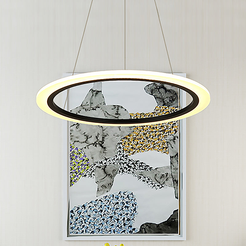 Contemporary Gold Led Ring Pendant Chandelier With Acrylic Lights In White/Warm Light