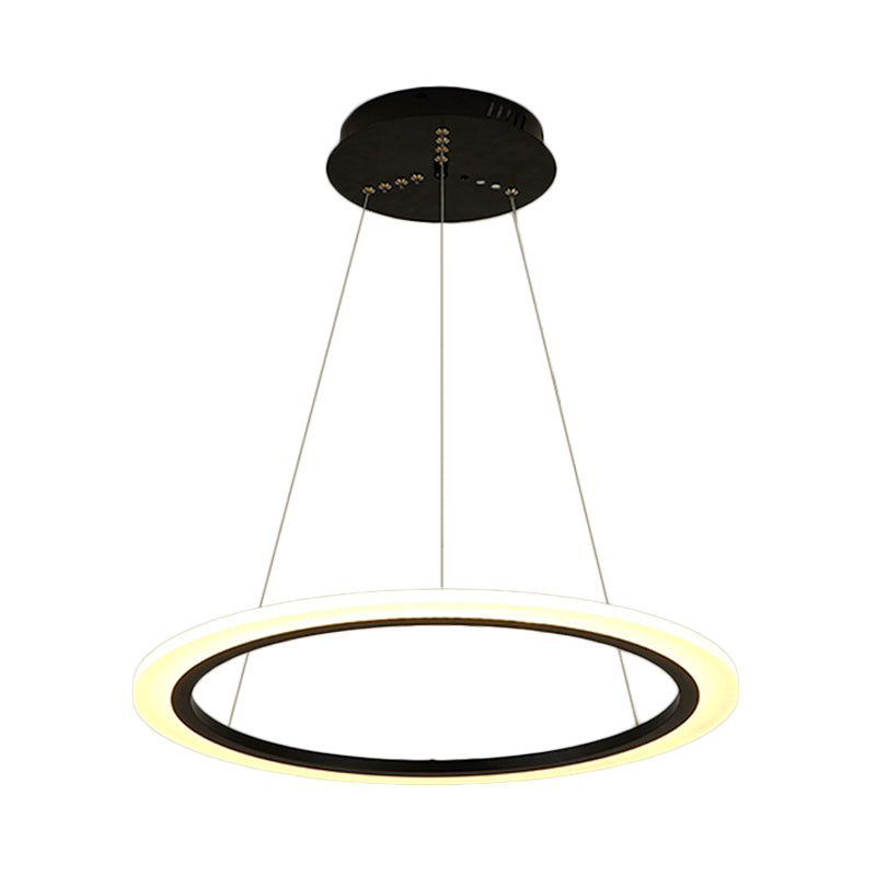 Contemporary Gold Led Ring Pendant Chandelier With Acrylic Lights In White/Warm Light