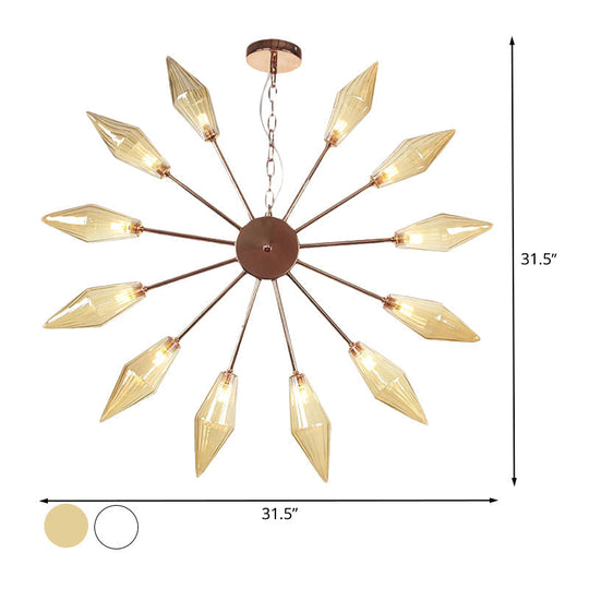 Mid-Century Industrial Chandelier With Amber/Clear Glass - 6/9/12 Lights Black/Copper/Chrome