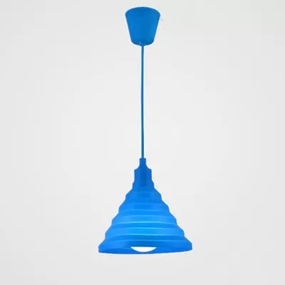 Kids Colorful Hanging Pendant Light For Game Room - Single Head Metal Conical Design