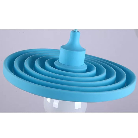 Kids Colorful Hanging Pendant Light For Game Room - Single Head Metal Conical Design