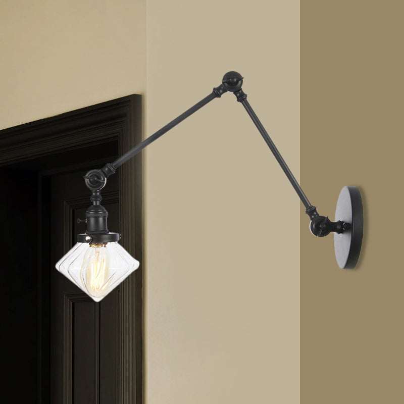 Vintage Wall Mounted Dining Room Sconce Light 1-Light With Glass Shade Adjustable Arm -