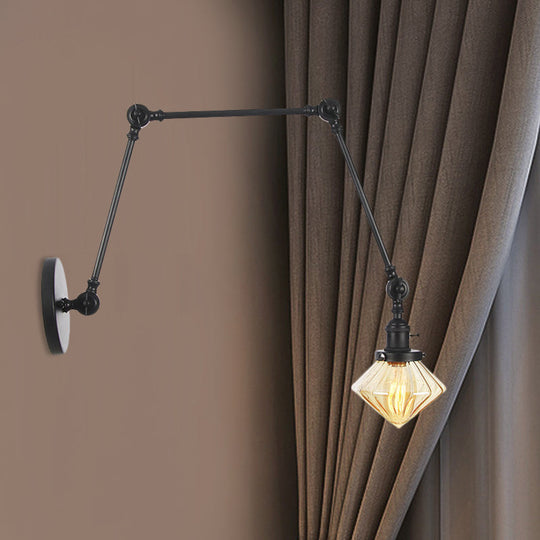 Vintage Wall Mounted Dining Room Sconce Light 1-Light With Glass Shade Adjustable Arm -