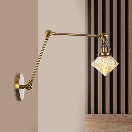 Vintage Wall Mounted Dining Room Sconce Light 1-Light With Glass Shade Adjustable Arm -