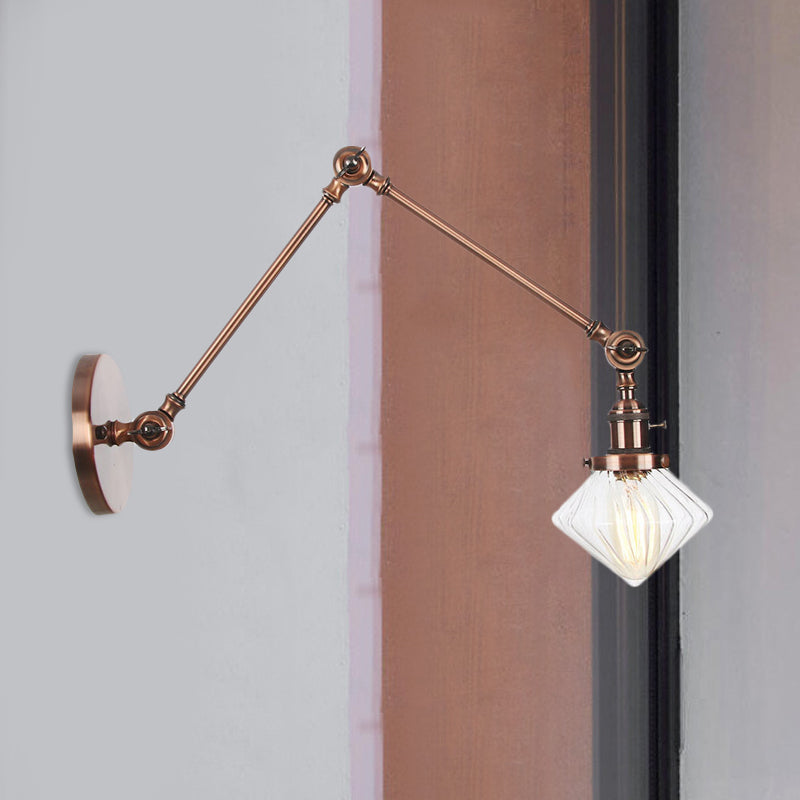 Vintage Wall Mounted Dining Room Sconce Light 1-Light With Glass Shade Adjustable Arm -