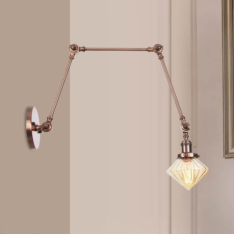 Vintage Wall Mounted Dining Room Sconce Light 1-Light With Glass Shade Adjustable Arm -