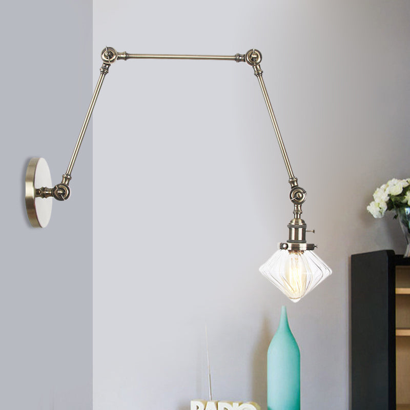 Vintage Wall Mounted Dining Room Sconce Light 1-Light With Glass Shade Adjustable Arm -