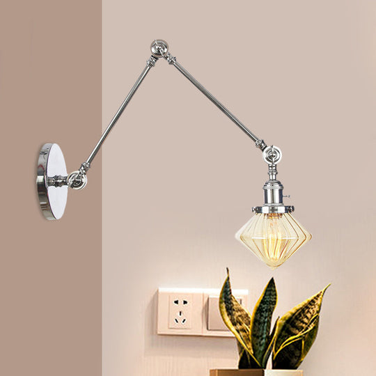 Vintage Wall Mounted Dining Room Sconce Light 1-Light With Glass Shade Adjustable Arm -