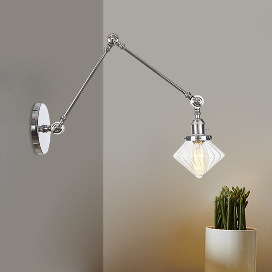 Vintage Wall Mounted Dining Room Sconce Light 1-Light With Glass Shade Adjustable Arm -