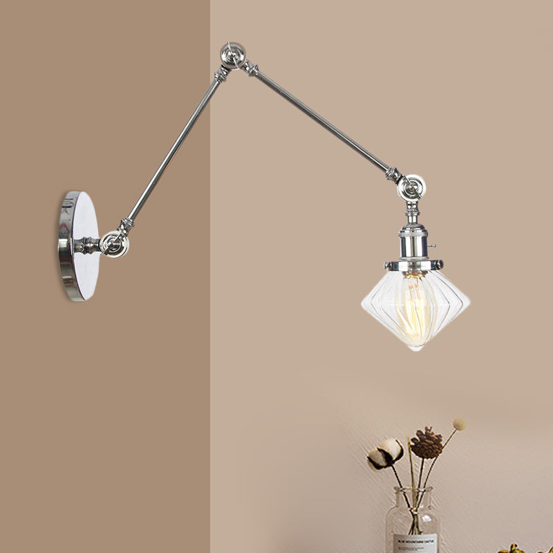 Vintage Wall Mounted Dining Room Sconce Light 1-Light With Glass Shade Adjustable Arm -