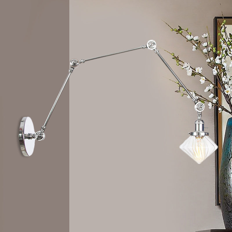 Vintage Wall Mounted Dining Room Sconce Light 1-Light With Glass Shade Adjustable Arm -