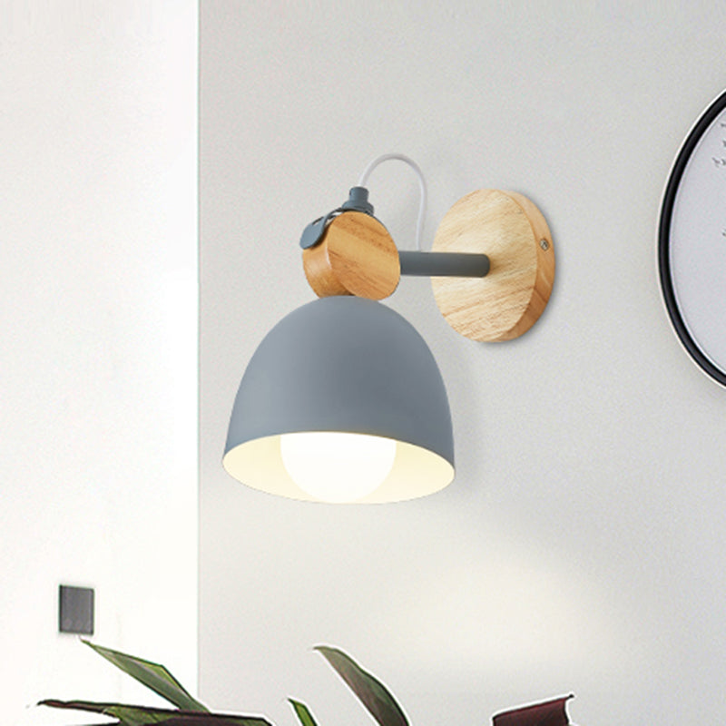 Adjustable Nordic Style Metal Dome Wall Sconce With 1 Light - Perfect For Living Rooms