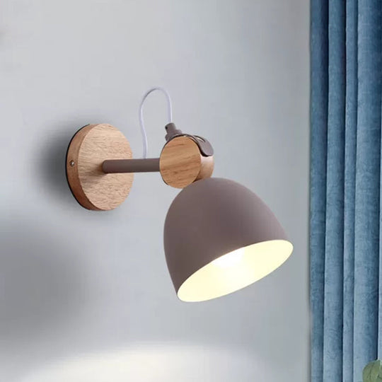 Adjustable Nordic Style Metal Dome Wall Sconce With 1 Light - Perfect For Living Rooms