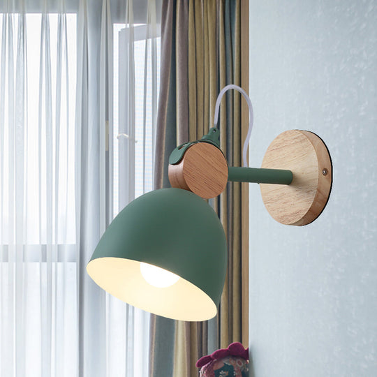 Adjustable Nordic Style Metal Dome Wall Sconce With 1 Light - Perfect For Living Rooms