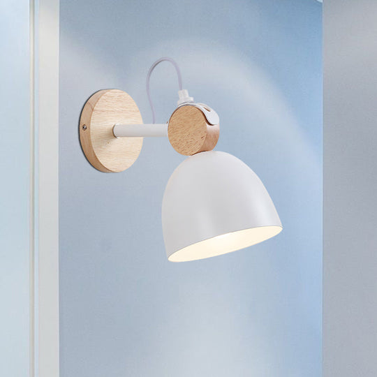 Adjustable Nordic Style Metal Dome Wall Sconce With 1 Light - Perfect For Living Rooms