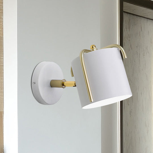 Rotatable Metal Cylinder Wall Light - Modern Macaron Loft Sconce For Bedroom Mirror