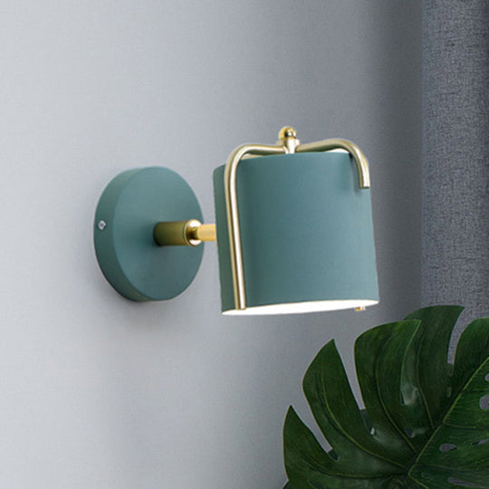 Rotatable Metal Cylinder Wall Light - Modern Macaron Loft Sconce For Bedroom Mirror