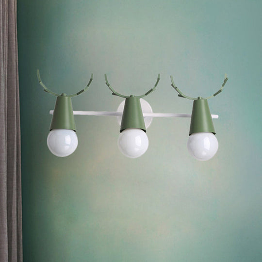 Deer Horn Nordic Metal Wall Sconce With 3 Conical Heads - Bedroom & Undertint Light