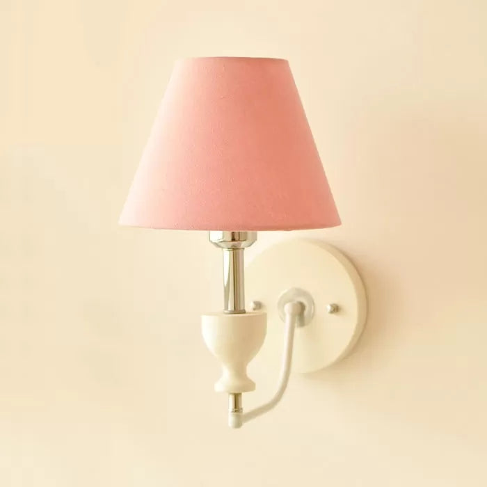 Nordic Style Wall Sconce Light With Tapered Fabric Shade - Ideal For Hallways Pink