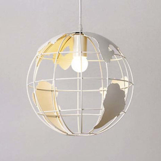 Industrial Metal Pendant Light - 1 8/12 Wide Globe Cage Design Living Room Hanging Lamp In