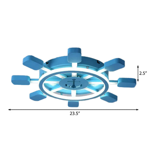 Plafonnier LED bleu nautique avec lampe en métal en forme d'ancre - Idéal pour les chambres d'enfants