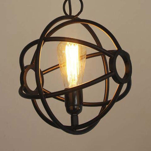 Antique Style Orbit Pendant Lamp For Dining Table - Black/Dark Rust Iron Light Fixture Black