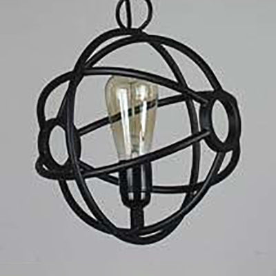 Antique Style Orbit Pendant Lighting Fixture - Black/Dark Rust Iron - Dining Table Hanging Lamp