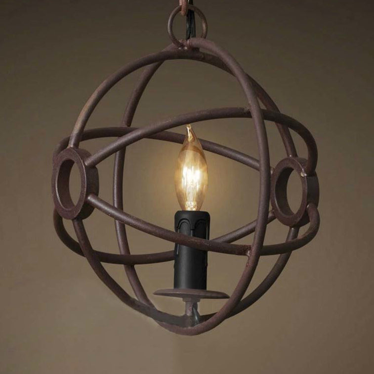 Antique Style Orbit Pendant Lamp For Dining Table - Black/Dark Rust Iron Light Fixture