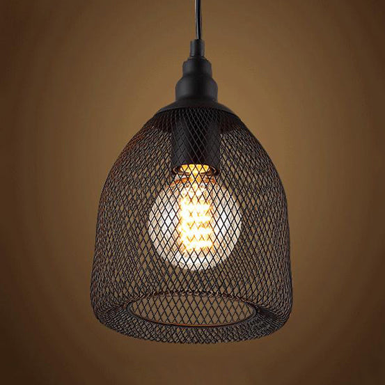 Bell Metal Pendant Light - Industrial Single-Bulb Ceiling Fixture In Black/White/Copper For Dining