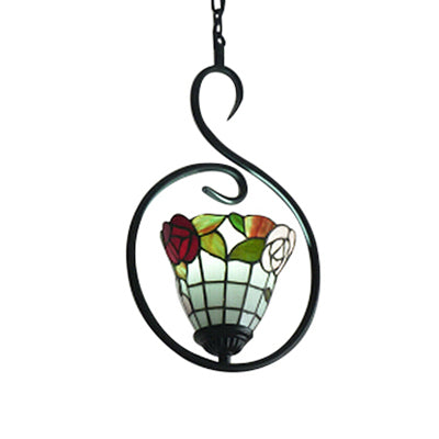 Tiffany Style Yellow and Blue/White Stainless Glass Pendant Light Fixture - Perfect for Balcony