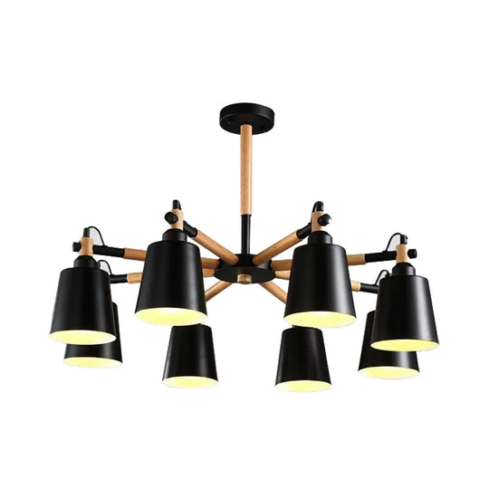 Modern Trapezoid Shade Chandelier - 8 Light Metal Hanging For Living Room