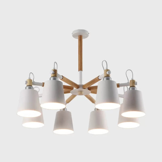 Modern Trapezoid Shade Chandelier - 8 Light Metal Hanging For Living Room