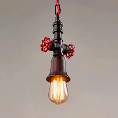 Farmhouse Style Metal Pipe Pendant Light - Black/Bronze Finish, Single Bulb, Valve Included, Ideal for Restaurants