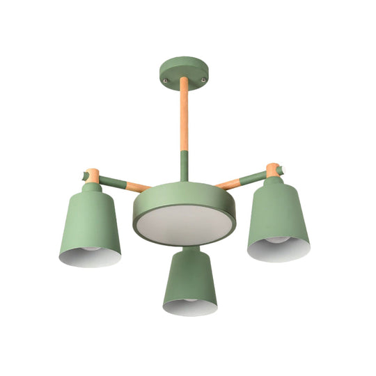 Modern Grey/Green Barrel Drum Pendant Chandelier | 3/5 Bulbs | Metal | Radial Design